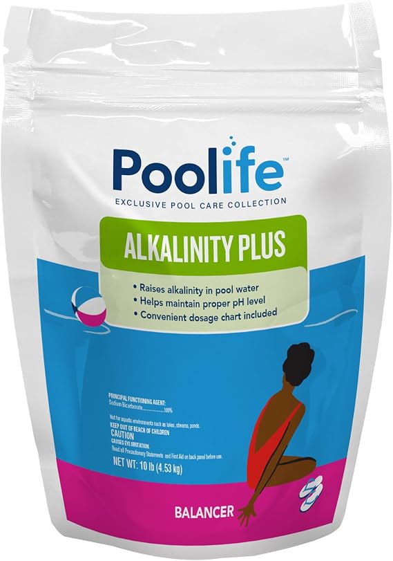 Poolife Alkalinity Plus 10 lb Pool Water Alkalinity Increaser - Sodium Bicarbonate Pool Chemical for pH Balance & Water Stability - Prevents Cloudy Water & Works with All Swimming Pools