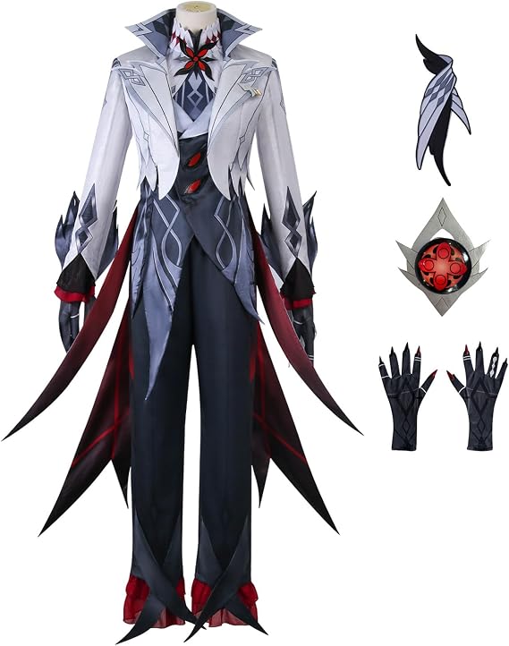 Mens Grey Cosplay Costume Servant Full Suit with Accessory for Halloween Christmas Party Outfit