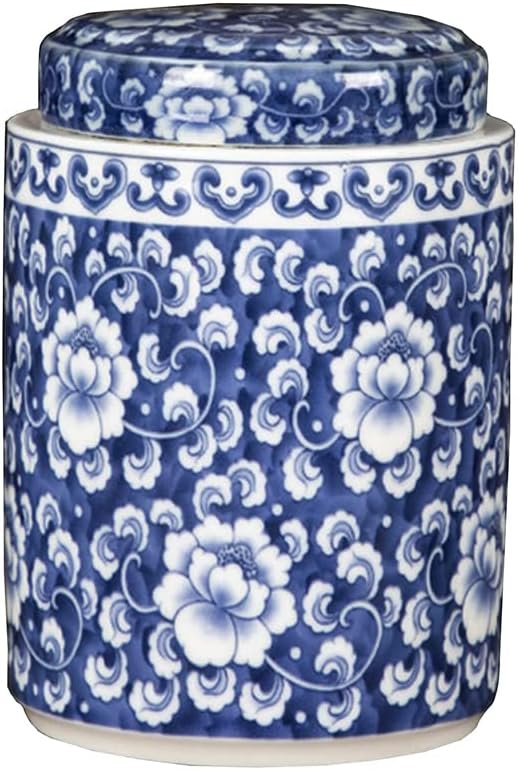 Ceramic Glaze in Color Chinese Style Blue and White Porcelain Storage Jar Sealed Jar Tea Tin for Coffee Vanilla Sugar Spice Nut Storage Jar Food Storage Container