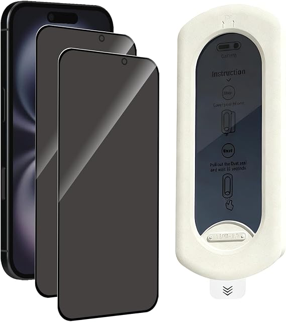 2 Pcs for iPhone 16 Privacy Screen Protector,Automatic Dust Removal