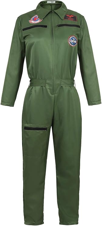 Grebrafan Pilot Costume for Women Military Flight Suit Army Coveralls Jumpsuit