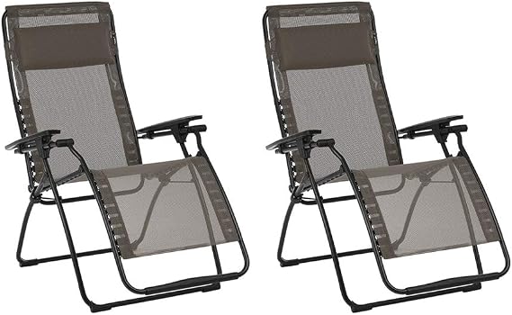 Lafuma Futura Batyline Series Relaxation Lawn Chair Recliner, Graphite (2 Pack)