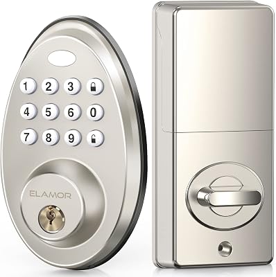 ELAMOR Keyless Entry Door Lock, Electronic Keypad Deadbolt, Auto Lock, 50 User Codes, Backlit Keypad & Easy Installation, Security IP54 Waterproof, Smart Lock for Front Door, Home, Apartment - M30 SN