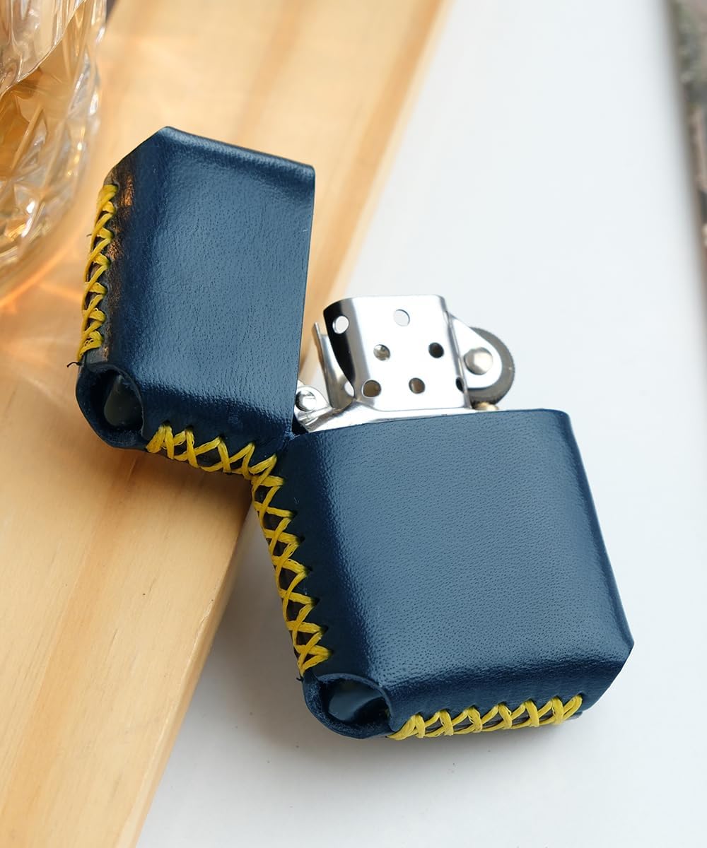 Taraftar Benzinli Çakmak Hakiki Deri Kılıflı El Yapımı Zippo Tarzı Çakmak - Sarı Kırmızı - Sarı Lacivert- Siyah Beyaz - Bordo Mavi SARI-LACİVERT