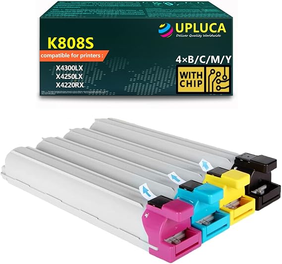 CLT-K808S CLT-808S Toner Cartridge High Yield Compatible with Samsung CLT-808S CLT-K808S CLT-C808S CLT-M808S CLT-Y808S Work for Samsung MultiXpress X4300LX X4250LX X4220RX Printer (4-Pack, B/C/M/Y )