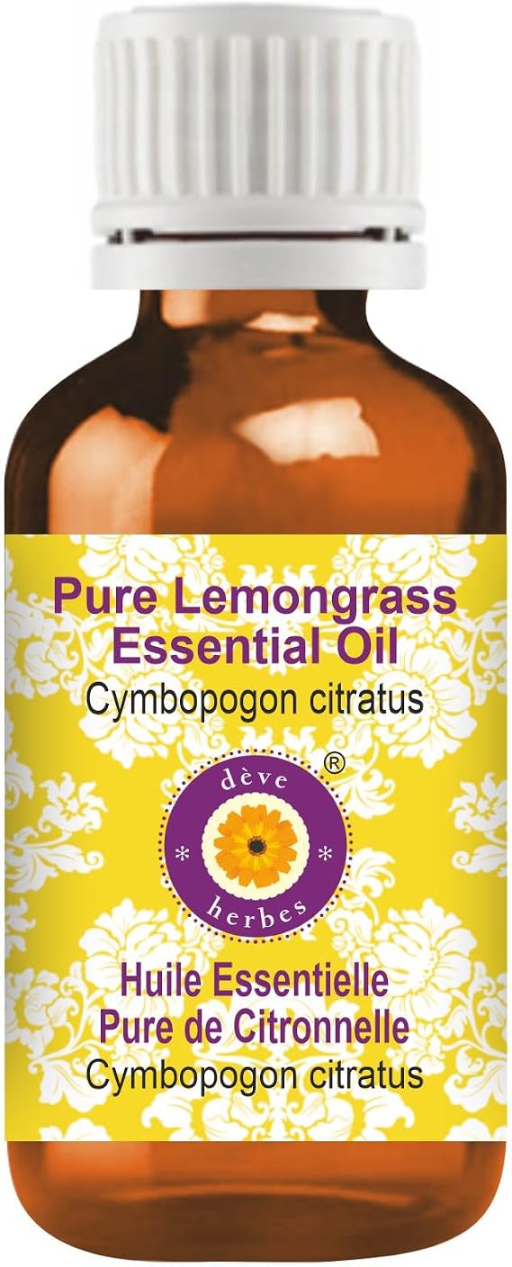 Deve Herbes Pure Lemongrass Essential Oil (Cymbopogon citratus) Steam Distilled 15ml (0.50 oz) 