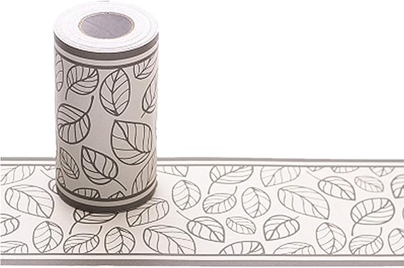 Amao Peel and Stick Wallpaper Border Leaf Pattern Roll Waterproof PVC Wall Art for Bedroom Kitchen Backsplash Bathroom Decoration