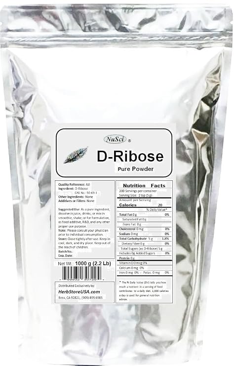 D-Ribose Pure Powder AJI92 Quality Standard (1000 Grams (2.2 lb))