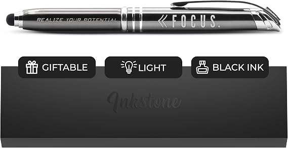 Inkstone FOCUS Motivational Business Penlight with Lighted Writing Tip and Stylus - Executive Business Pen for Professional Men Women