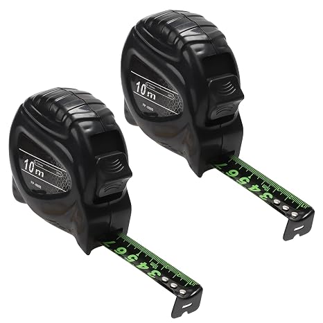 2 Pack Tape Measure, 10M Fluorescent Steel Tape Measure, Retractable Measurement Tape for Industrial and Home
