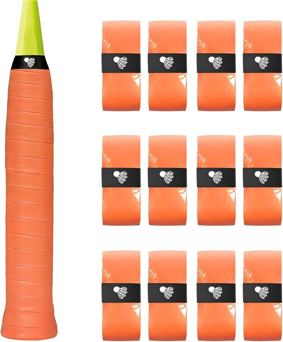 12 Pack Tennis Racket Grip Tape,PU Racquet Grip Tennis/Badminton/Squash Absorbent Anti-Slip Overgrip Handle Grip Self-Adhesive Racquet Grip Tape