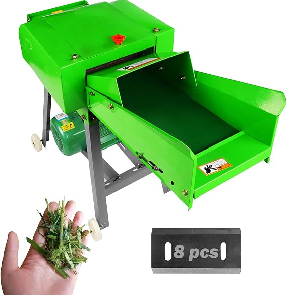 Chaff Cutter hay Cutter Straw Grass Cutting Machine for Animal Feed Farm Feed Processing Machine with 2.2KW Motor 8 Blades 220V/60HZ (Green)