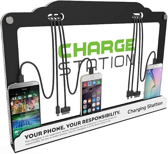 Wall Mount Cell Phone Charging Station Built in LED Lighting 8 Ports Cell Phone Charger Dock for iPhone Samsung Android Tablets