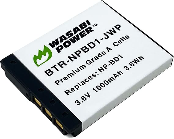 Wasabi Power Battery for Sony NP-BD1, NP-FD1 and Sony Cyber-Shot DSC-G3, DSC-T2, DSC-T70, DSC-T75, DSC-T77, DSC-T90, DSC-T200, DSC-T300, DSC-T500, DSC-T700, DSC-T900, DSC-TX1