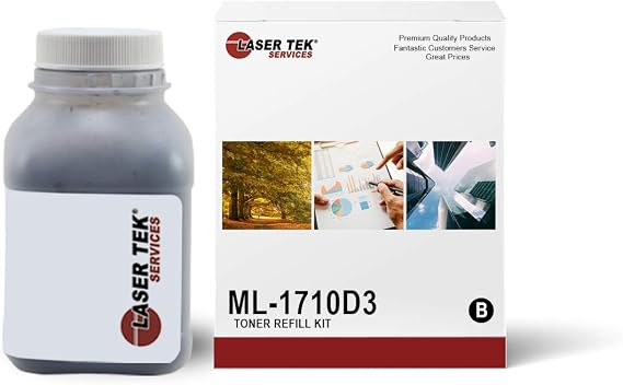 Laser Tek Services ML-1710 Compatible Black Toner Refill Kit for ML-1710D3 | For Samsung ML-1710, ML-1720, ML-1740, ML-1745 Printers, Black, Page Yield: 3,000, High Yield