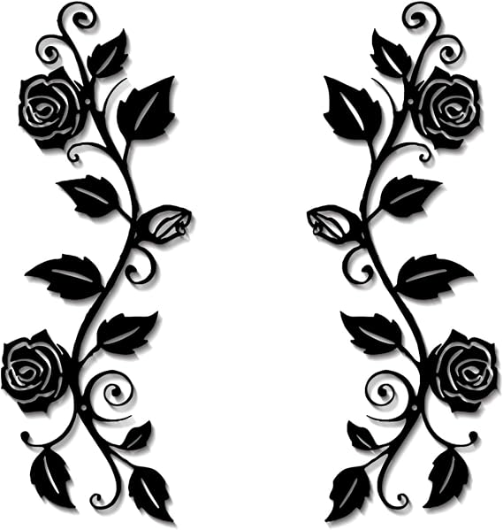 DUOOLN 2Pcs Metal Rose Tree Leaf Wall Decor Flowers Art for Bathroom-Black