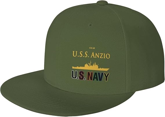 Cg 68 USS Anzio Unisex Baseball Cap Sandwich Caps Jeans Caps Adjustable Baseball Cap Moss Green