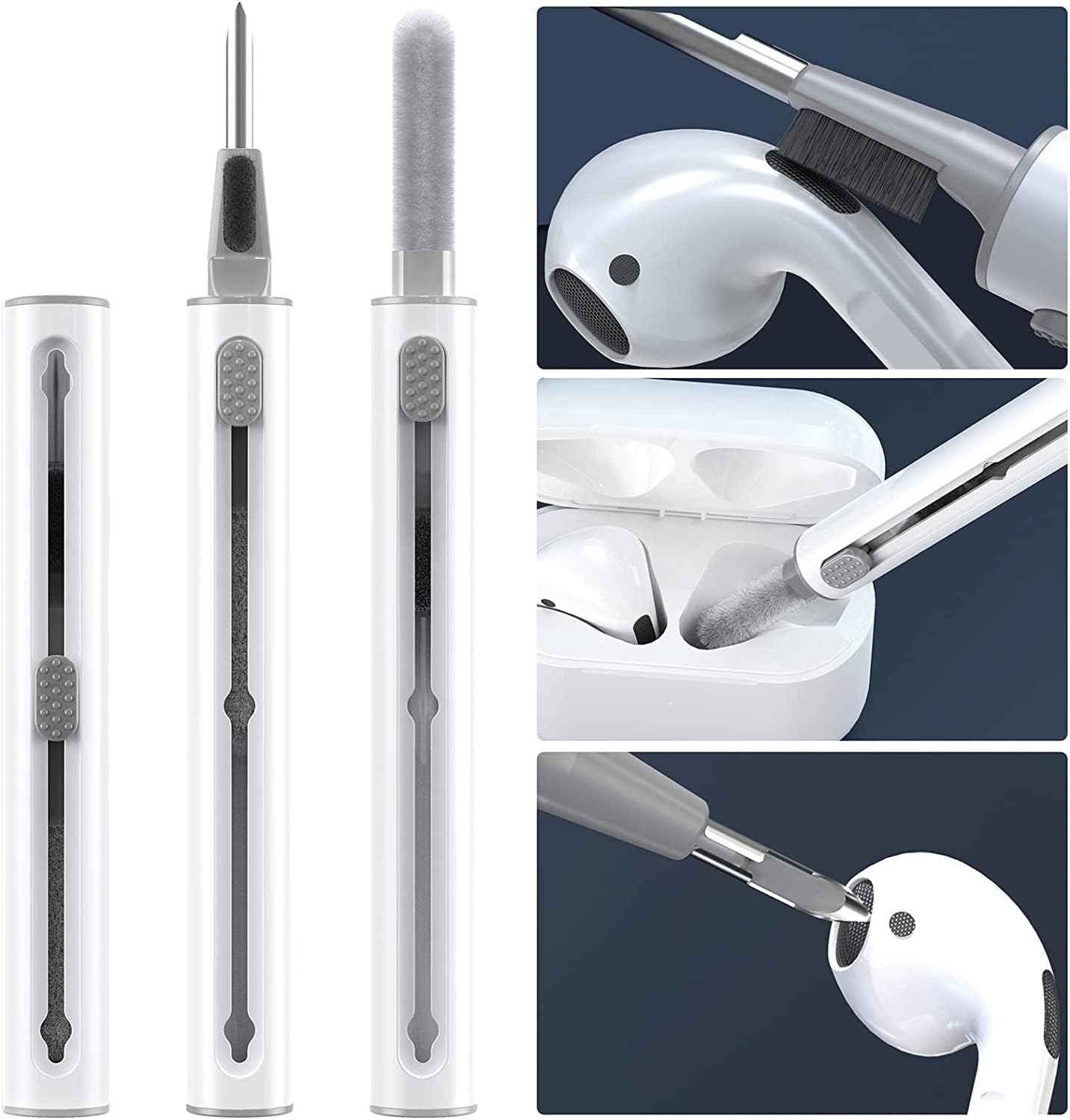 Airpods temizleme seti, Airpods Pro 1 2 3 için temizleme seti, Bluetooth kulaklık temizleme kalemi, yumuşak fırça, Bluetooth kulaklık/şarj çantası/kamera/telefon için