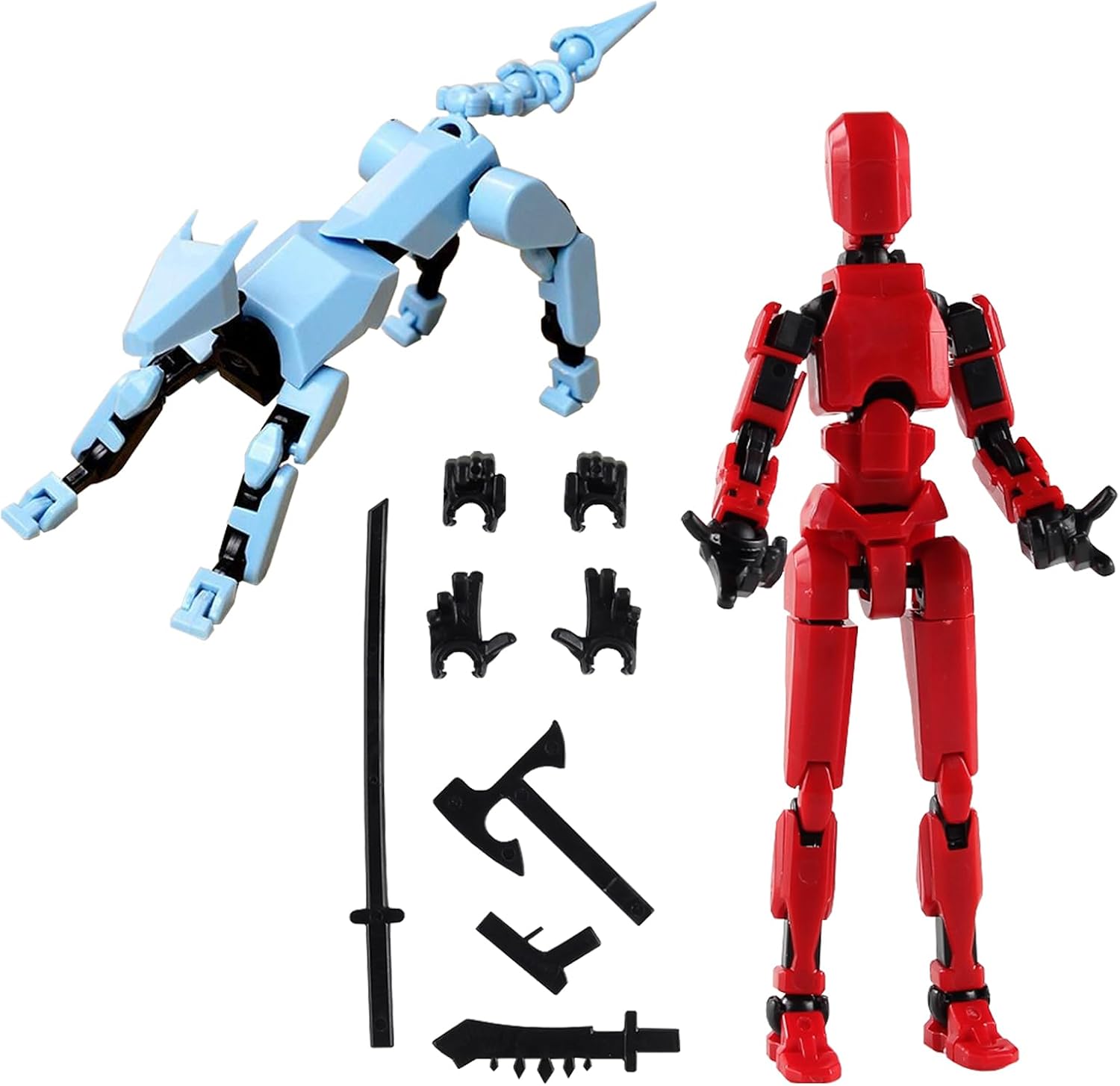 2Pcs Robot Activity Model，T13 Action Figure，Dog with Articulars，Multi-Jointed Movable Robot 3D Printed Mannequin Dummy 13,Animal 3D Printed DIY Model， for Room Living Room Sofa
