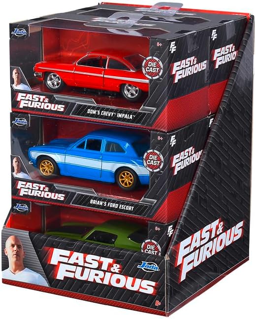 Jada Toys Fast & Furious 9324075300W01 Metal araba 1:32, 13,5 cm, katlanır kapılar ve gerçekçi tasarım, çeşitli modeller, rastgele gönderim, 8 yaşından büyük hayranlar için koleksiyon ürünü
