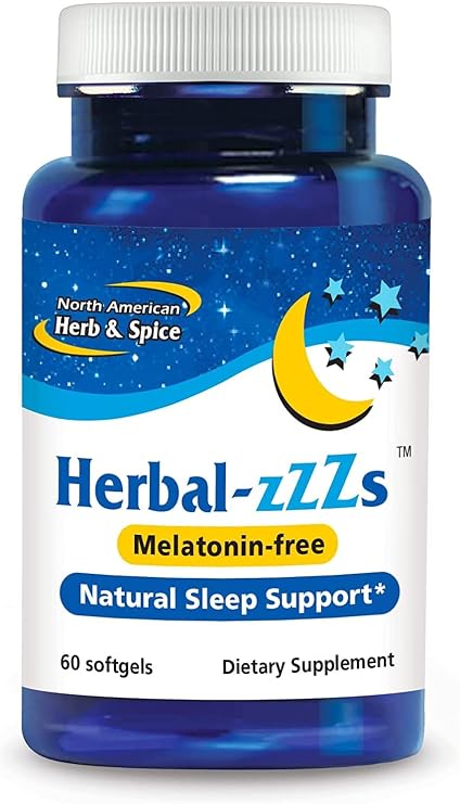 NORTH AMERICAN HERB & SPICE Herbal-zzZs - 60 Softgels - Natural Sleep Support - Melatonin Free, Non-Habit Forming - With Ashwagandha & Chamomile - Non-GMO - 60 Servings