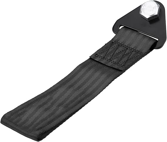 Racing Car Tow Strap with Mounting Bolt, Front and Rear Bumper Towing Hook, Universal Fit Blue and Black, Recovery Strap