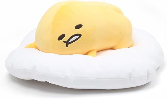 GUND Gudetama The Lazy Egg Laying Down Plush, Sanrio Plush, Kawaii Stuffed Animal, White/Yellow, 17