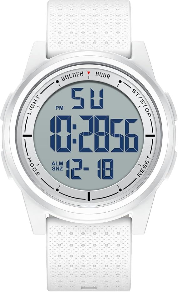 GOLDEN HOUR Ultradünne Minimalistische Sportuhr wasserdichte Digitaluhren Herren mit Weitwinkel-Metallgehäuse Helles Display Gummiband Armbanduhr für Herren Damen