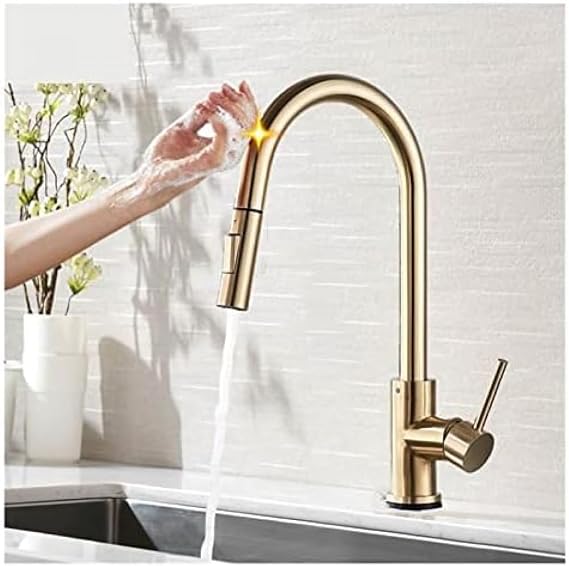 Kitchen Faucets Pull Out Sensor Gold Kitchen Faucet Sensitive Touch Control Faucet Mixer for Kitchen Touch Sensor Kitchen Mixer Tap Offers Efficient-gold
