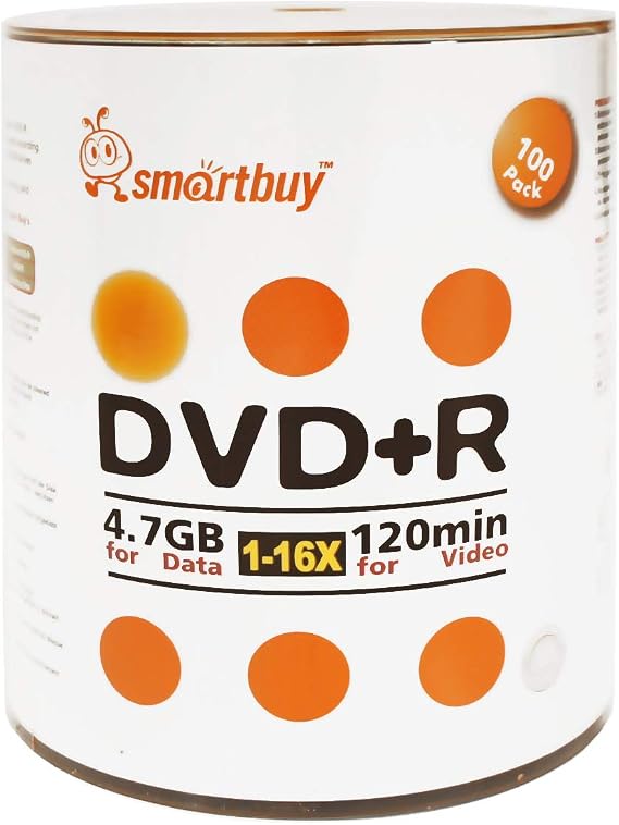 Smart Buy 200 Pack DVD+R 4.7gb 16x Logo Top Blank Disc, 200 Disc 200pk