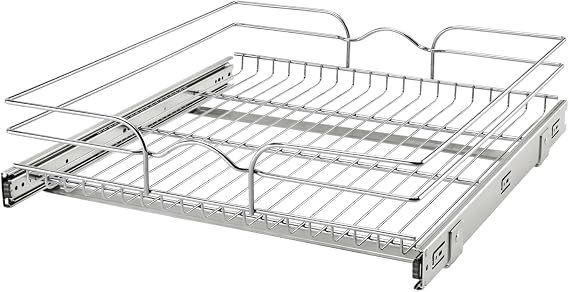 Rev-A-Shelf Kitchen Cabinet Pull Out Shelf and Drawer Organizer Slide Out Pantry Storage Basket in Multiple Sizes, 21 x 22 In, 5WB1-2122CR-1