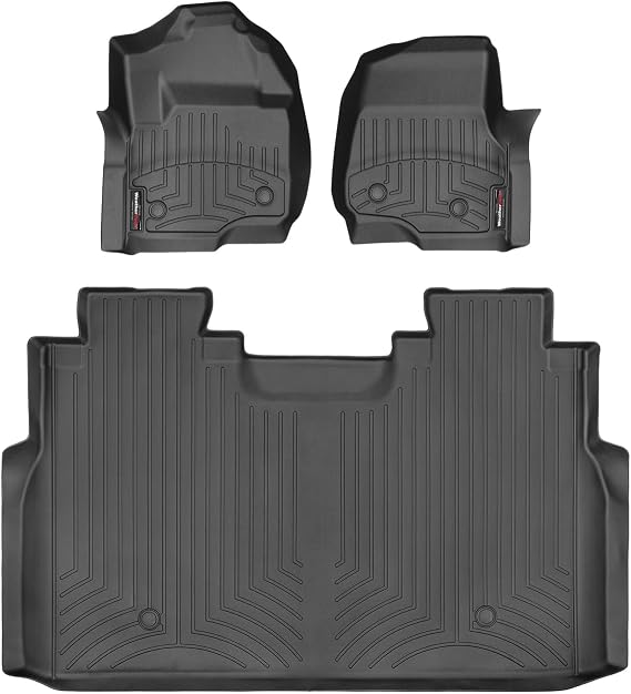 WeatherTech Custom Fit FloorLiners for Ford Super Duty, Super Duty, Super Duty - 1st & 2nd Row (4410511V-4410125V), Black