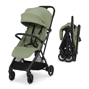 Delta Children Icon Ultra Compact Lightweight Everyday & Travel Stroller - One-Hand Fold - 15.6 Pounds - Fits in Overhead Compartments - Greenguard Gold Certified - Multi-Position Recline, Sage Green