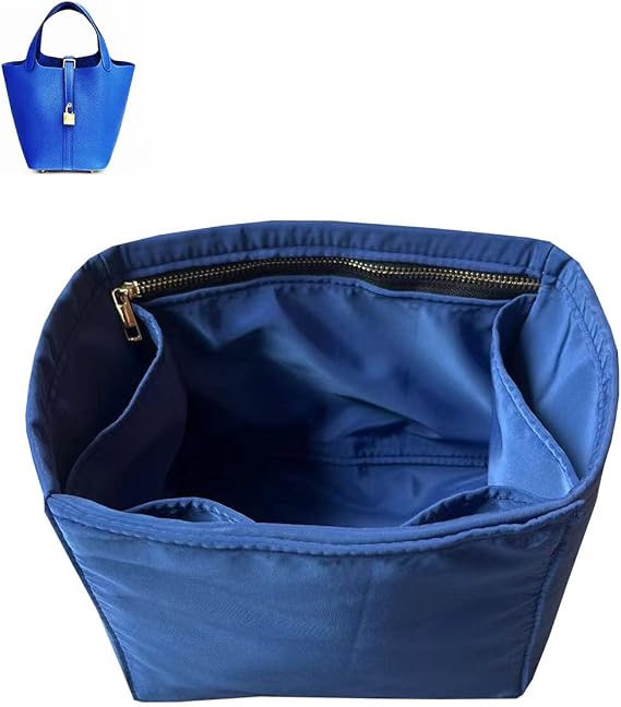 Purse Organizer Picotin 18 22 26 Insert Bags Organizer Makeup Handbag Organize Inner Purse Portable base shaper Premium Nylon (Picotin 18, darkblue)