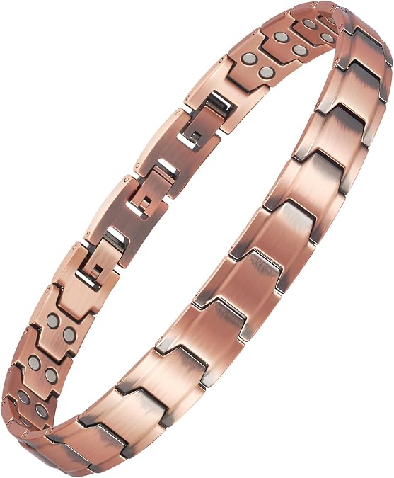 Copper Magnetic Anklet for Men, 99% Pure Copper Double Row Magnet Ankle Bracelet with 3500 Gauss and Adjustable Link Buckle