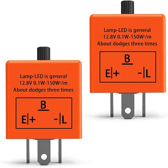 CF13 LED Flasher Relay, 3 Pins 12V Turn Signal Adjustable Frequency Flasher for Led Lights CF13 EP34, Electronic Fixed Super Flash Fast Flash Signal Indicator(Pack of 2), Mlahuier-SGQ01