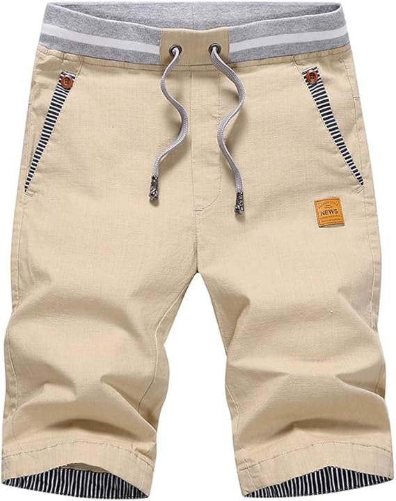 Tansozer Men's Summer Chino Elasticated Shorts