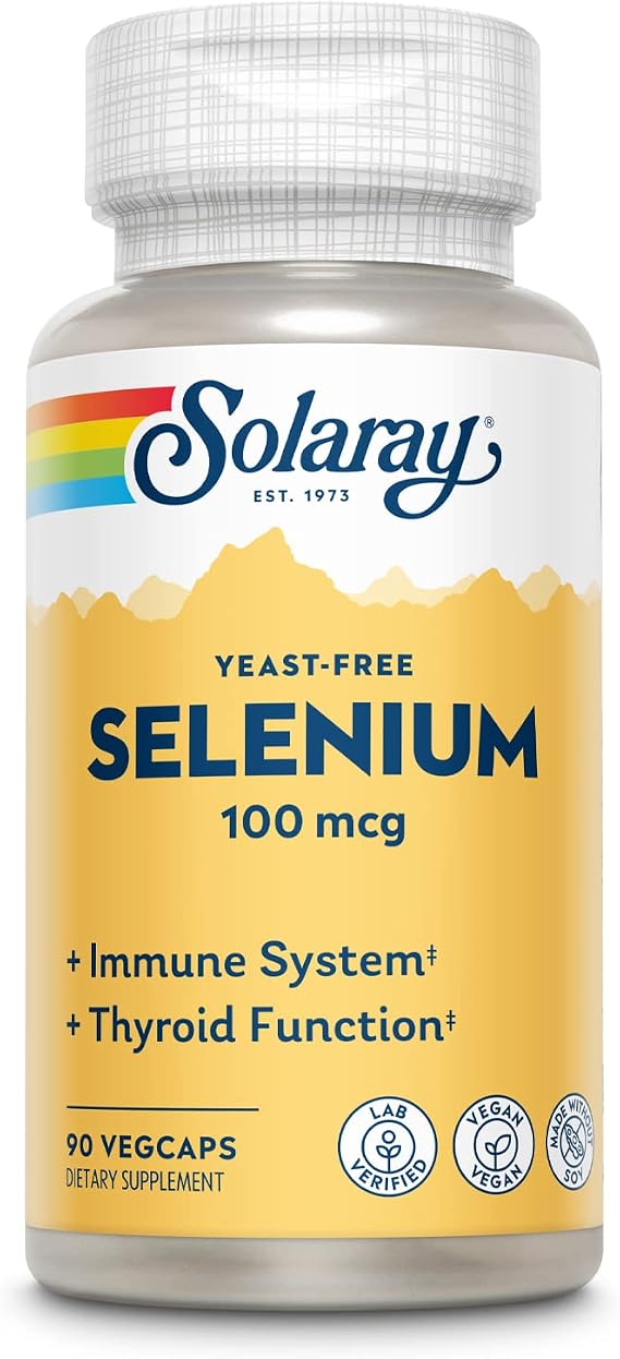 SOLARAY Selenium 100 mcg Supplement for Women & Men, 90 Veg Caps