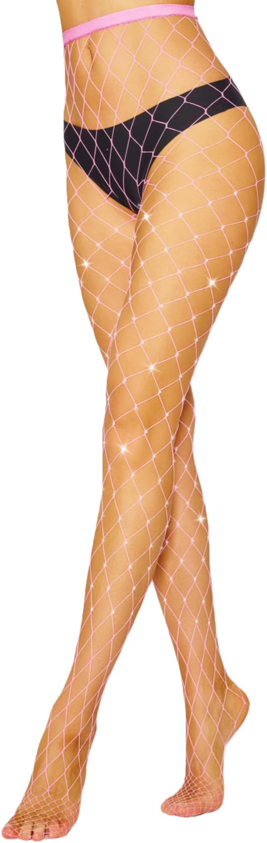 Sexy Jeweled Sparkly Diamond Fishnet Stockings High Waist Tights Shiny Rhinestone Sheer Pantyhose With Bling Crystals