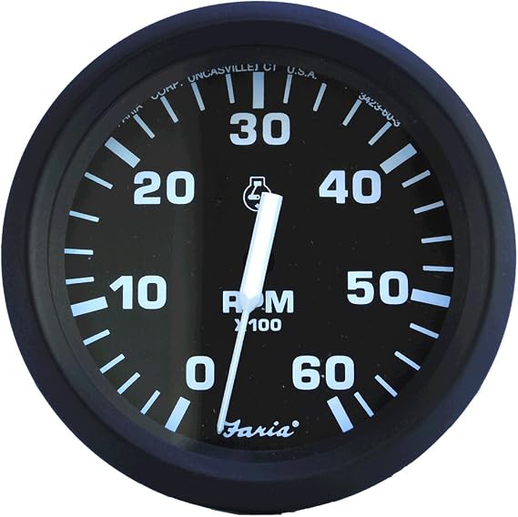 Faria Beede Instruments Faria Beede Faria 32804 Tachometer - 6000 RPM, Euro, Black
