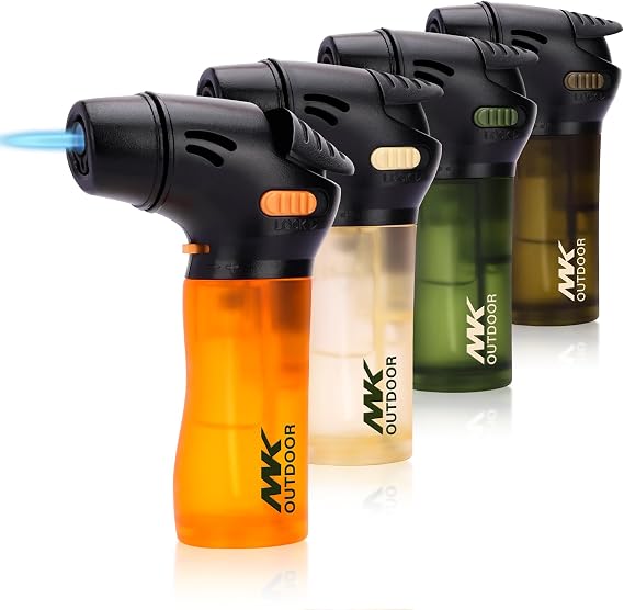 MK Torch Lighters Mini 4 Pack,Jet Flame, Refillable Windproof Lighters, for Candle, Fireplace, Grill, Kitchen, BBQ, Outdoor Series Navigator