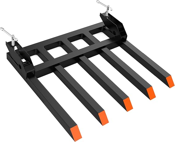 GarveeLife 48 in Bucket Clamp on Pallet Forks 2500 LBS Heavy Duty | with 5 Tines for Tractor Accessories,Loader Bucket, Skid Steer