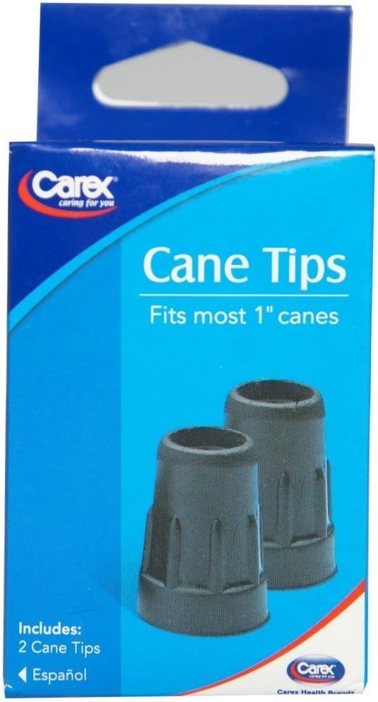 Carex Health Brands Cane Tips A720 1 Pair, Black, 1 Inch