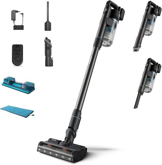 Philips 7000 Serisi Aqua 25.2 V Kablosuz Dik Süpürge, PowerCyclone 12, TriActive Akıllı Başlık, 80 dk'ya kadar Çalışma Süresi, 3 Aşamalı Filtreleme, XC7053/01