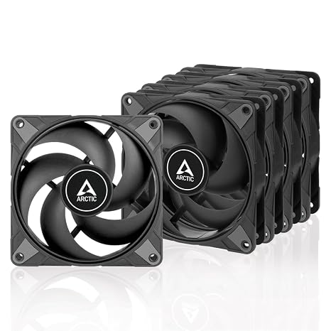 ARCTIC P12 Max (5 Pack) - PC Fans, High-Performance 120mm Case Fan, PWM Controlled 2003300 RPM, Optimised for Static Pressure, 0dB Mode, Fluid Dynamic Bearing - Black