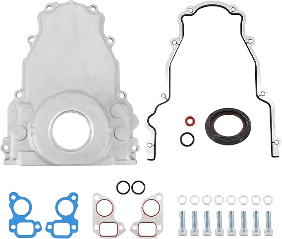 Engine Front Timing Cover w/Gasket & Seal kit Compatible with GM Gen III LS1 LS6 4.8L 5.3L 5.7L 6.0L for Chevy Silverado Sierra 1500 2500 3500 Corvette Tahoe Yukon 12561243 12633904