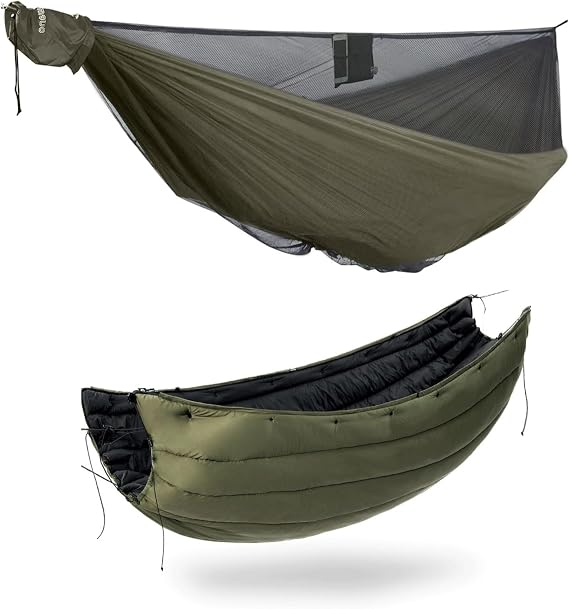 Onewind 11' Camping Hammock with Hammock Underquilt, Full Length, Lightweight and Portable Camping Sleep System, OD Green