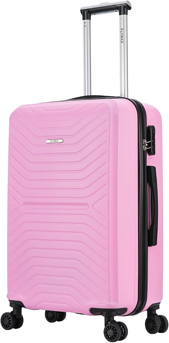 FLYMAX 24" Medium Suitcase 4 Wheel Lightweight Luggage Hard Shell ABS Travel Case Hold Check in Fits 15kg - 20kg Medium Size + 3 Digit Lock + Telescopic Handle 69 Litre Capacity