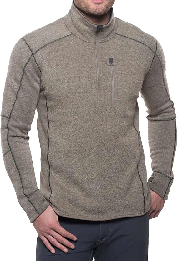 KUHL Men's Interceptr 1/4 Zip Fleece Jacket in Oatmeal Size Medium | Polyester