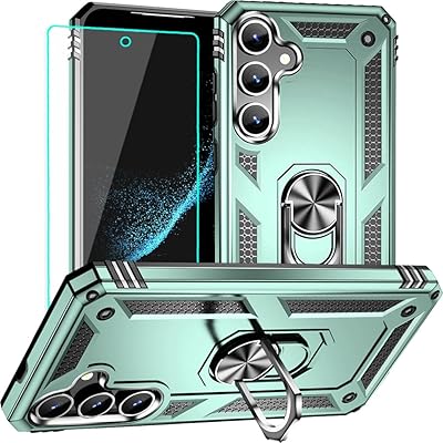 for Samsung Galaxy S24 Case: Galaxy S24 Case with HD Screen Protector - Military Grade Protective Cases with Ring for Samsung S24Dark Green
